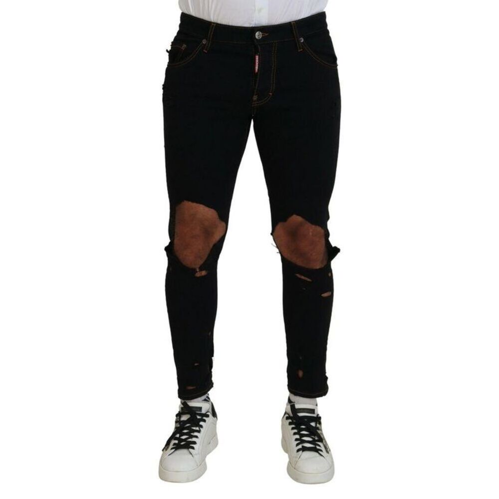 Dsquared² Cotton Skinny Pants Men Black Bottoms